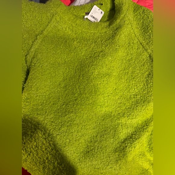 NWT FREE PEOPLE Teddy Tender Shoots Sweater Tunic In Lime/Vert C Sz XS Oversized - Picture 13 of 13